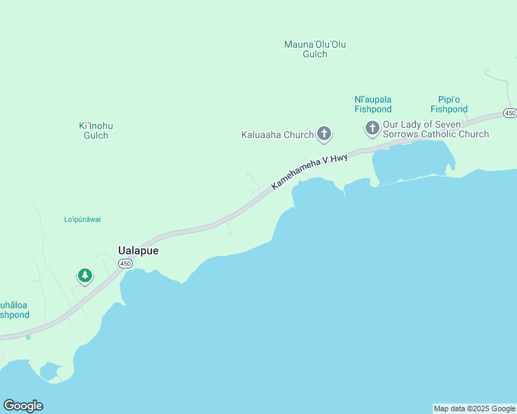 map of restaurants, bars, coffee shops, grocery stores, and more near Kamehameha V Highway in Kaunakakai