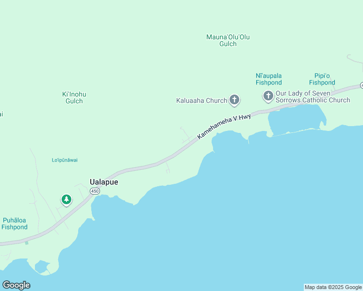 map of restaurants, bars, coffee shops, grocery stores, and more near Keala Oluolu Way in Ualapue