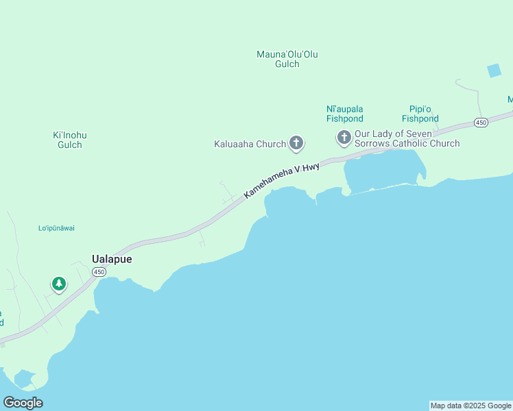 map of restaurants, bars, coffee shops, grocery stores, and more near 7754 Kamehameha V Highway in Kaunakakai