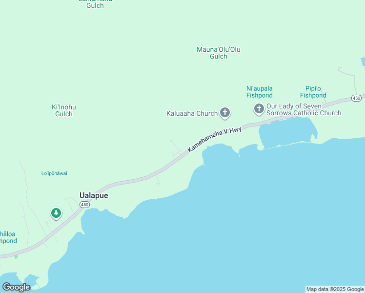 map of restaurants, bars, coffee shops, grocery stores, and more near Keala Oluolu Way in Ualapue