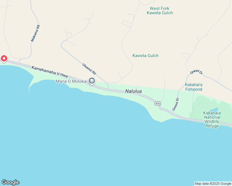 map of restaurants, bars, coffee shops, grocery stores, and more near 2724 Kamehameha V Highway in Kaunakakai
