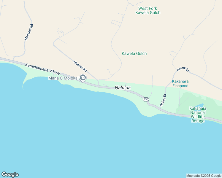 map of restaurants, bars, coffee shops, grocery stores, and more near Kamehameha V Highway in Kaunakakai