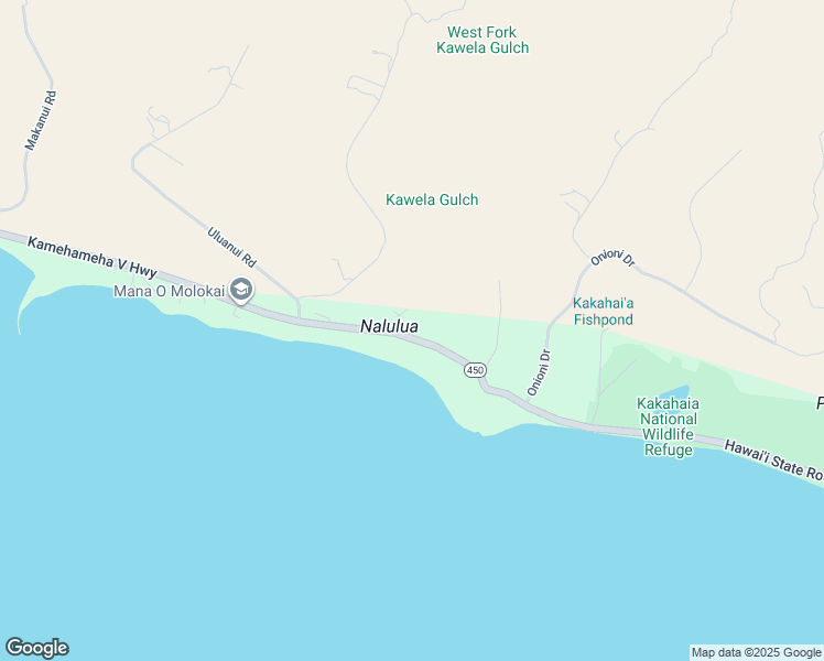 map of restaurants, bars, coffee shops, grocery stores, and more near 22 Kawela Way in Kaunakakai