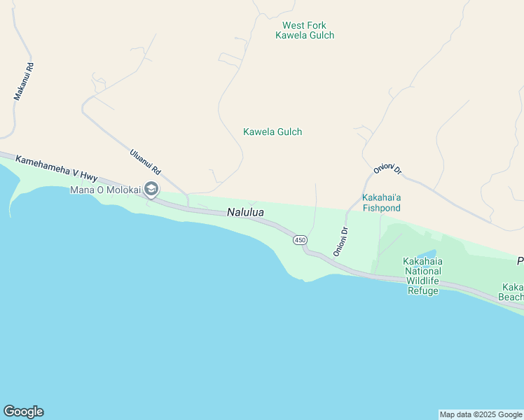 map of restaurants, bars, coffee shops, grocery stores, and more near 25 Kawela Way in Kaunakakai