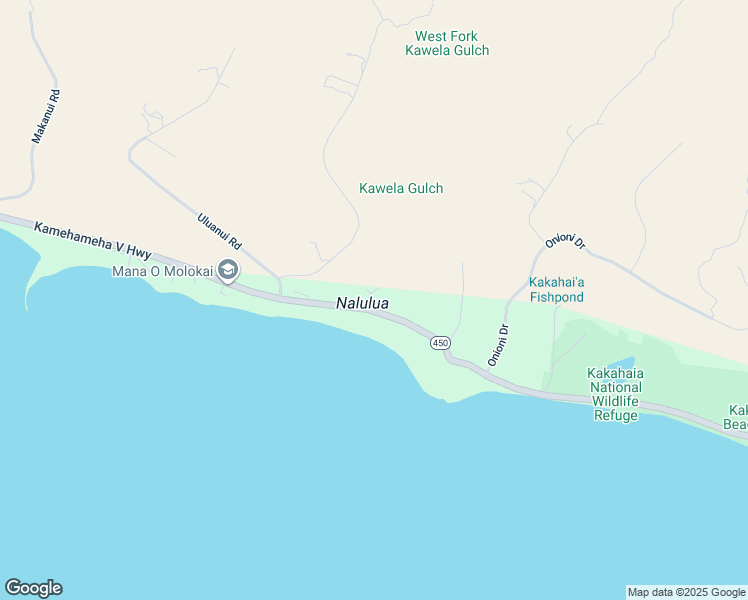 map of restaurants, bars, coffee shops, grocery stores, and more near 25 Kawela Way in Kaunakakai