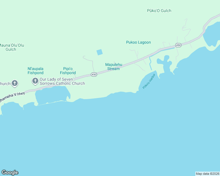 map of restaurants, bars, coffee shops, grocery stores, and more near 8330 Kamehameha V Highway in Kaunakakai