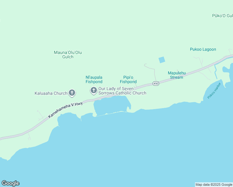 map of restaurants, bars, coffee shops, grocery stores, and more near 8391 Kamehameha V Highway in Kaunakakai
