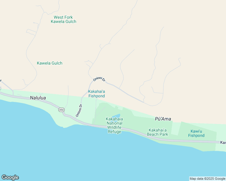 map of restaurants, bars, coffee shops, grocery stores, and more near 340 Onioni Drive in Kaunakakai