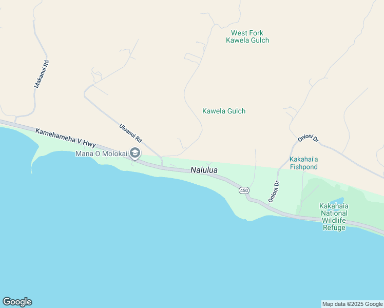 map of restaurants, bars, coffee shops, grocery stores, and more near 188 Ulua Road in Kaunakakai