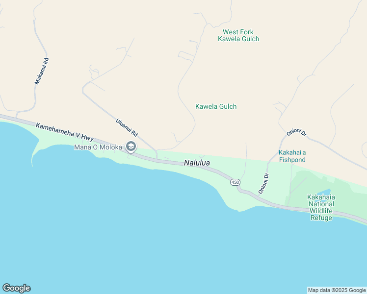 map of restaurants, bars, coffee shops, grocery stores, and more near 188 Ulua Road in Kaunakakai