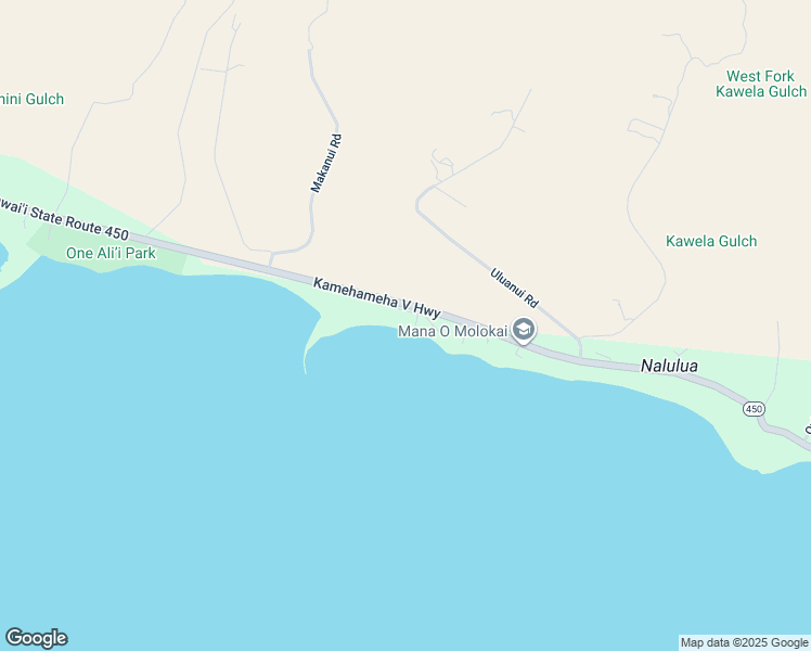 map of restaurants, bars, coffee shops, grocery stores, and more near 2452 Kamehameha V Highway in Kaunakakai