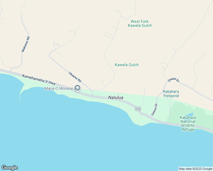 map of restaurants, bars, coffee shops, grocery stores, and more near 0 Ulua Road in Kaunakakai