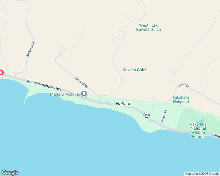 map of restaurants, bars, coffee shops, grocery stores, and more near 75 Ulua Road in Kaunakakai