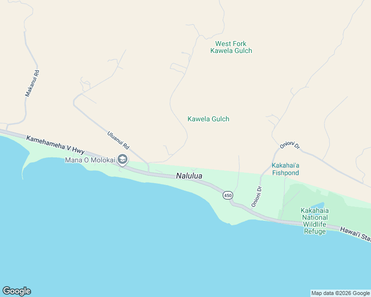 map of restaurants, bars, coffee shops, grocery stores, and more near 122 Ulua Road in Kaunakakai