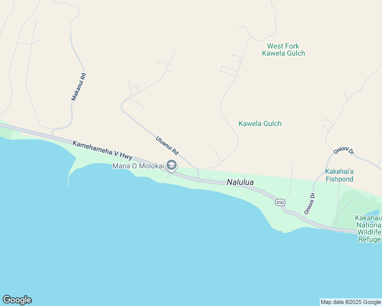 map of restaurants, bars, coffee shops, grocery stores, and more near 0 Uluanui Road in Kaunakakai
