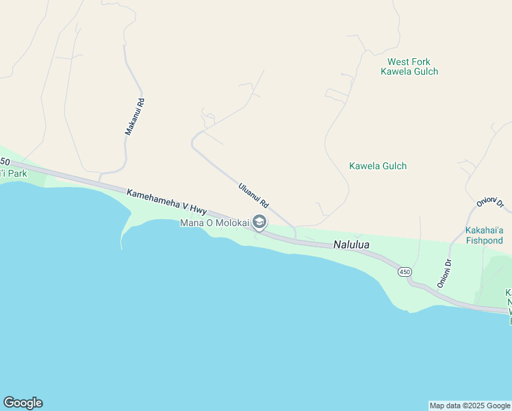 map of restaurants, bars, coffee shops, grocery stores, and more near 113 Uluanui Road in Kaunakakai