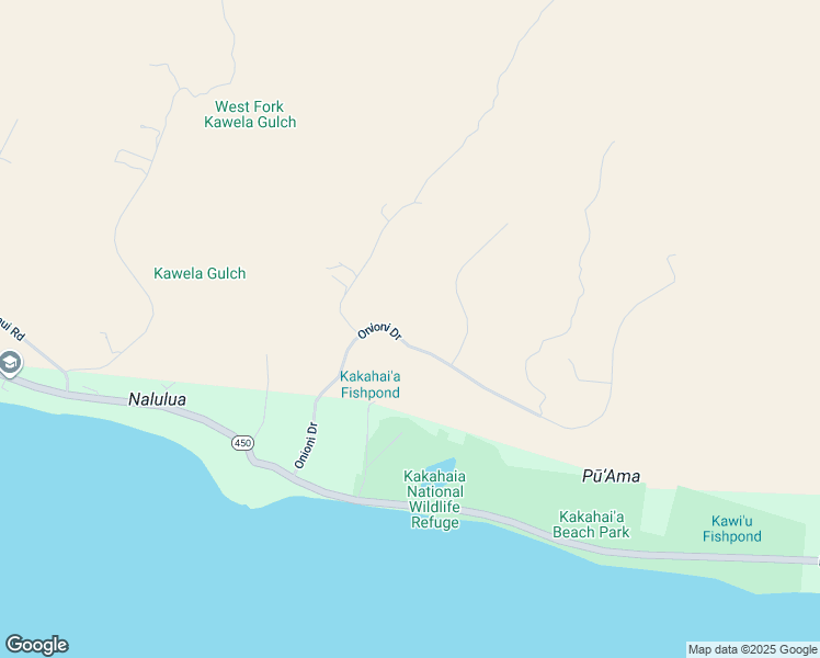 map of restaurants, bars, coffee shops, grocery stores, and more near 315 Onioni Drive in Kaunakakai
