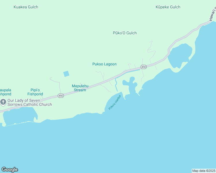 map of restaurants, bars, coffee shops, grocery stores, and more near 8489 Kamehameha V Highway in Kaunakakai
