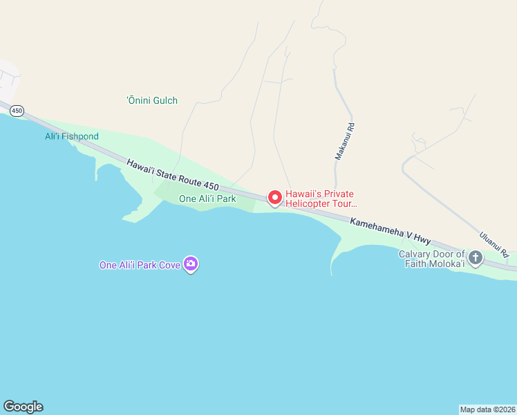 map of restaurants, bars, coffee shops, grocery stores, and more near 2160 Kamehameha V Highway in Kaunakakai