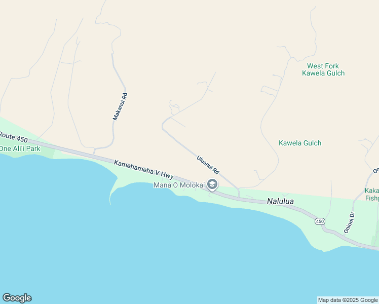map of restaurants, bars, coffee shops, grocery stores, and more near 215 Uluanui Road in Kaunakakai