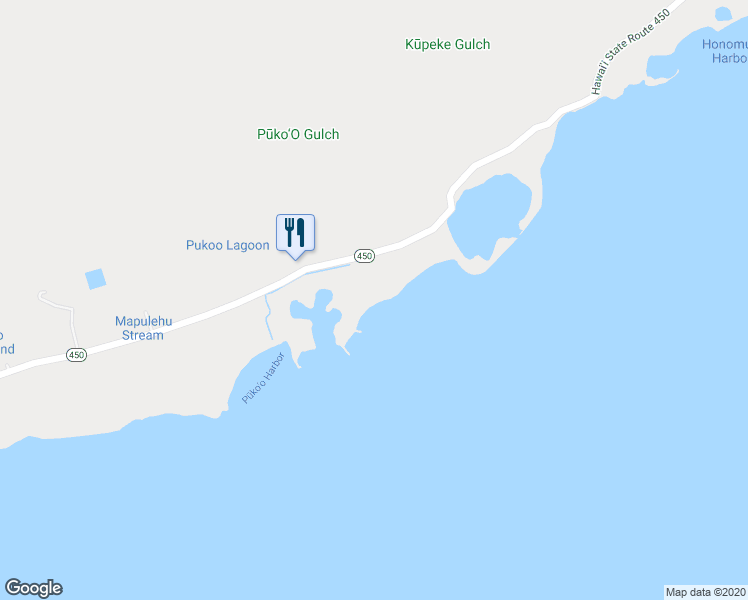 map of restaurants, bars, coffee shops, grocery stores, and more near 8714 Kamehameha V Highway in Kaunakakai