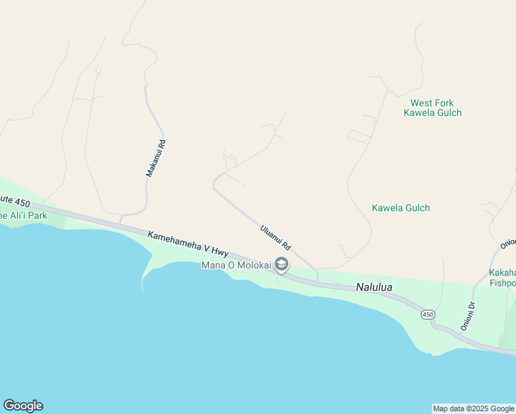 map of restaurants, bars, coffee shops, grocery stores, and more near 0 Uluanui Road in Kaunakakai