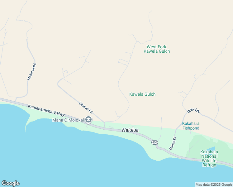 map of restaurants, bars, coffee shops, grocery stores, and more near 235 Ulua Road in Kaunakakai