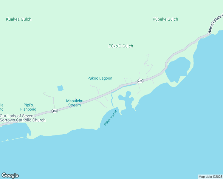 map of restaurants, bars, coffee shops, grocery stores, and more near 8579 Kamehameha V Highway in Kaunakakai