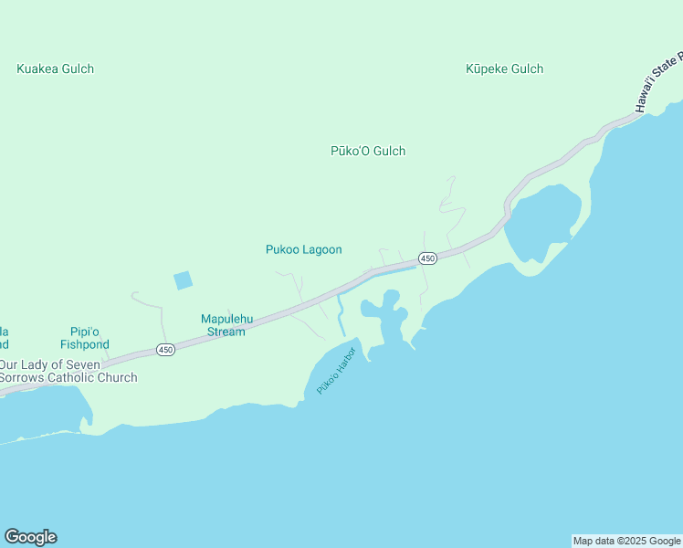 map of restaurants, bars, coffee shops, grocery stores, and more near 8601 Kamehameha V Highway in Kaunakakai