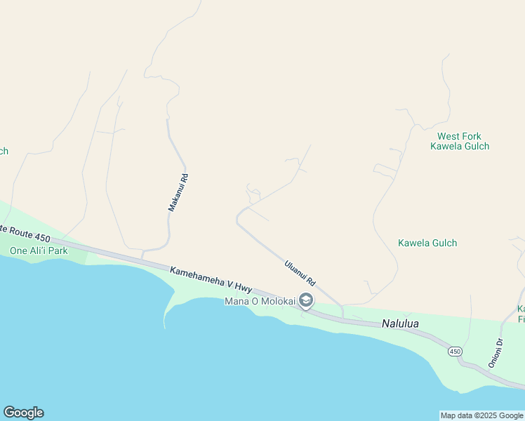 map of restaurants, bars, coffee shops, grocery stores, and more near 390 Uluanui Road in Kaunakakai