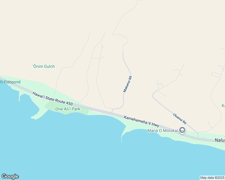 map of restaurants, bars, coffee shops, grocery stores, and more near Makaiki Road in Kaunakakai