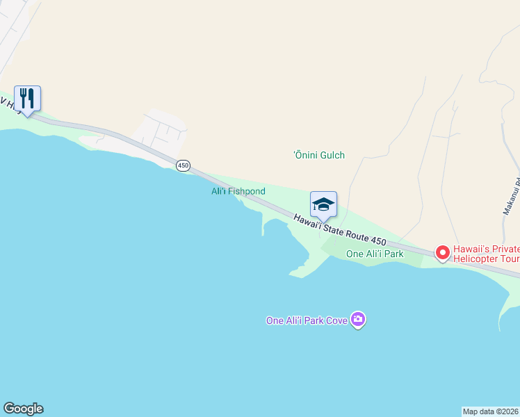 map of restaurants, bars, coffee shops, grocery stores, and more near 1800 Kamehameha V Highway in Kaunakakai