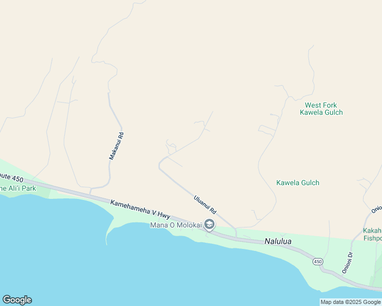 map of restaurants, bars, coffee shops, grocery stores, and more near 430 Uluanui Road in Kaunakakai