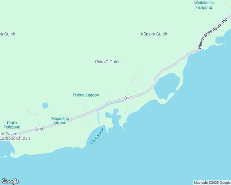 map of restaurants, bars, coffee shops, grocery stores, and more near 8689 Kamehameha V Highway in Kaunakakai
