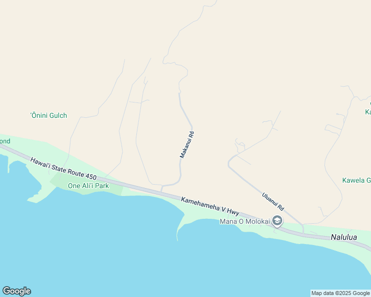 map of restaurants, bars, coffee shops, grocery stores, and more near Makanui Road in Kaunakakai
