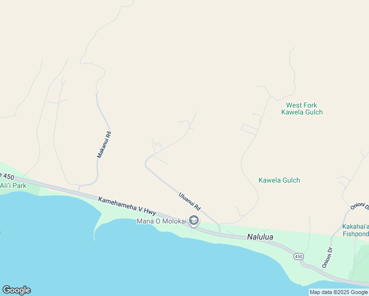 map of restaurants, bars, coffee shops, grocery stores, and more near 0 Uluanui Road in Kaunakakai