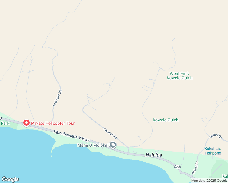 map of restaurants, bars, coffee shops, grocery stores, and more near 492 Uluanui Road in Kaunakakai