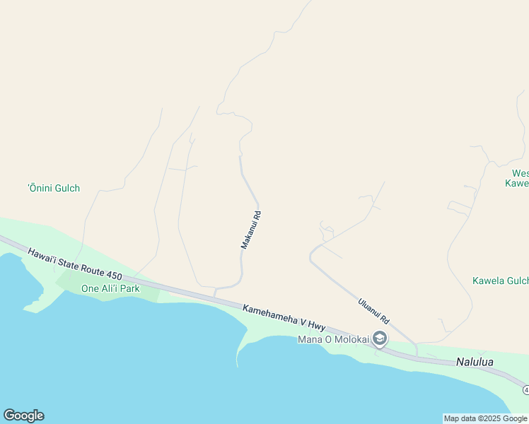 map of restaurants, bars, coffee shops, grocery stores, and more near 228 Makanui Road in Kaunakakai