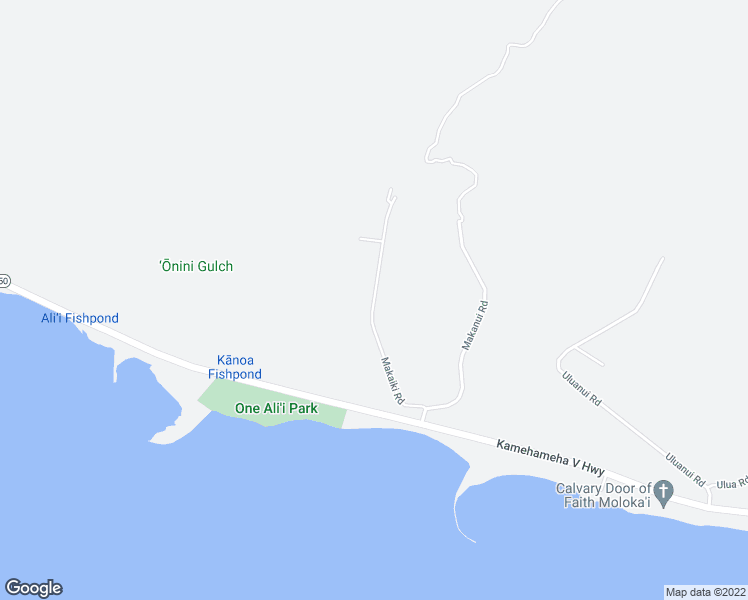 map of restaurants, bars, coffee shops, grocery stores, and more near Makaiki Road in Kaunakakai