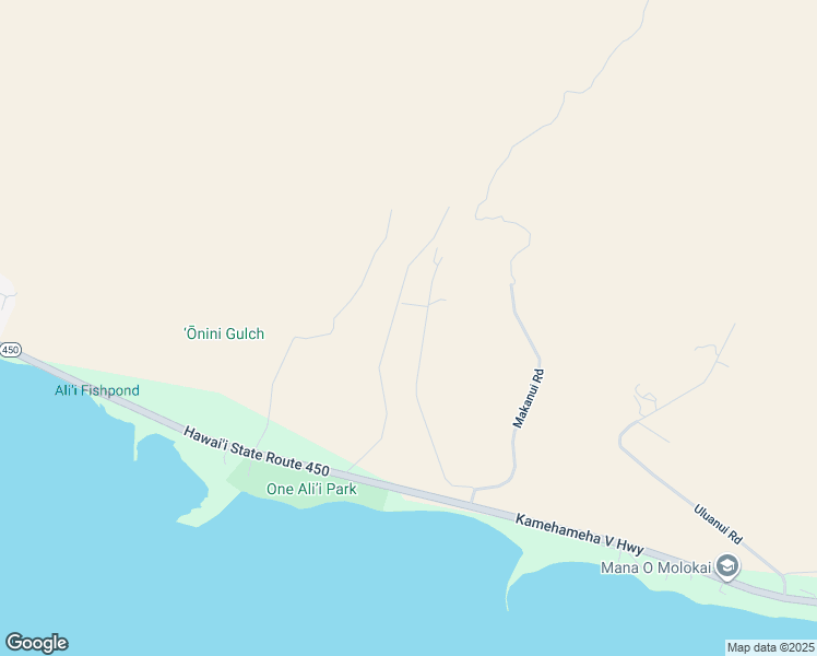 map of restaurants, bars, coffee shops, grocery stores, and more near Makaiki Road in Kaunakakai