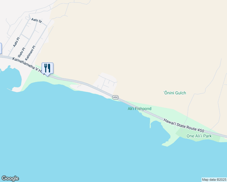 map of restaurants, bars, coffee shops, grocery stores, and more near 1601 Kamehameha V Highway in Kaunakakai