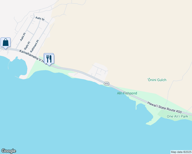 map of restaurants, bars, coffee shops, grocery stores, and more near 6 Pano Place in Kaunakakai