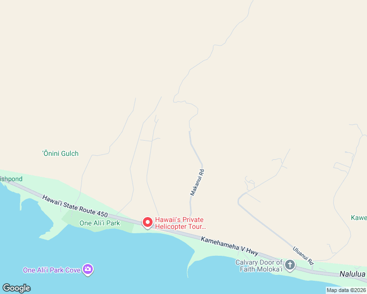 map of restaurants, bars, coffee shops, grocery stores, and more near 315 Makanui Road in Kaunakakai