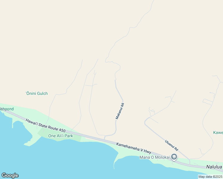 map of restaurants, bars, coffee shops, grocery stores, and more near 303 Makanui Road in Kaunakakai