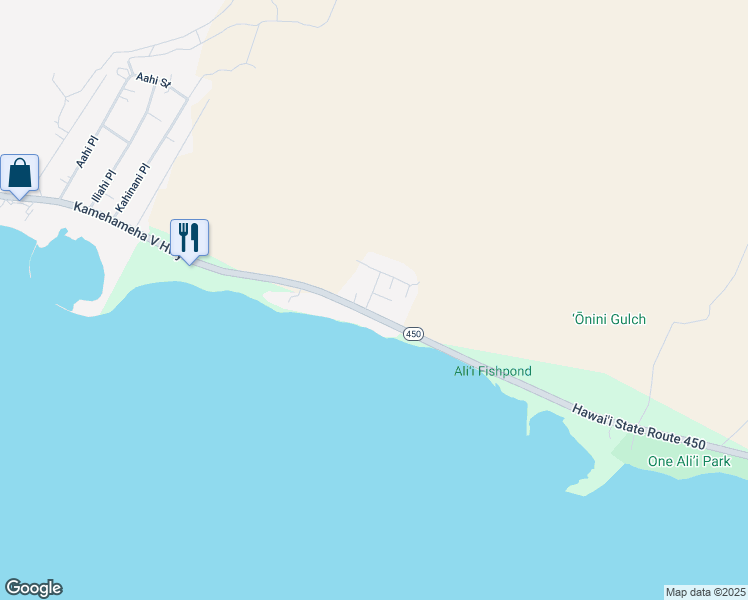 map of restaurants, bars, coffee shops, grocery stores, and more near 20 Pano Place in Kaunakakai