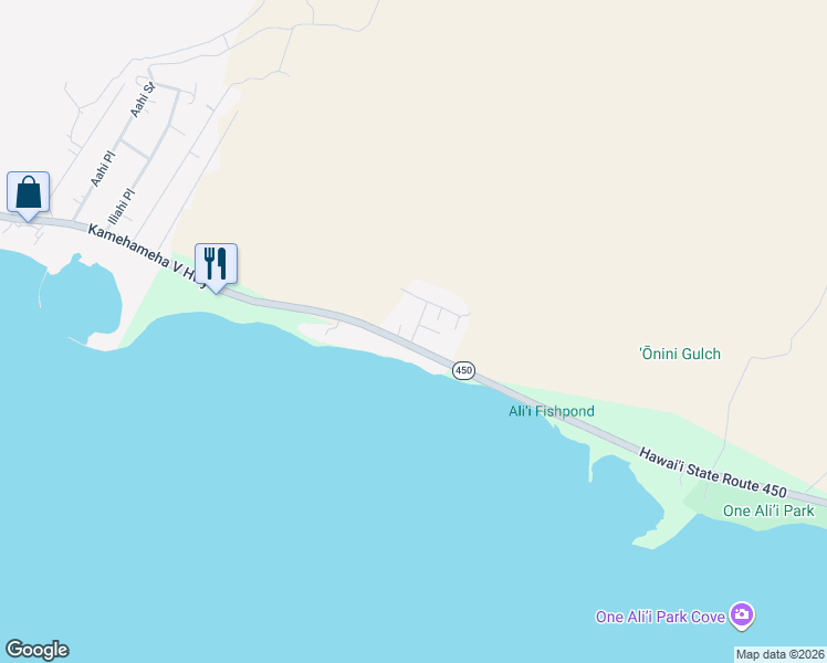 map of restaurants, bars, coffee shops, grocery stores, and more near 15 Pano Place in Kaunakakai