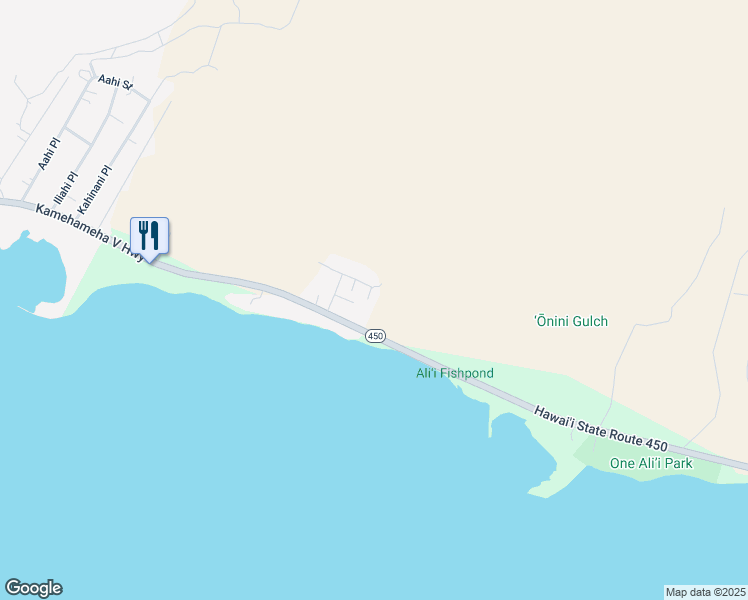 map of restaurants, bars, coffee shops, grocery stores, and more near 1602 Puili Place in Kaunakakai