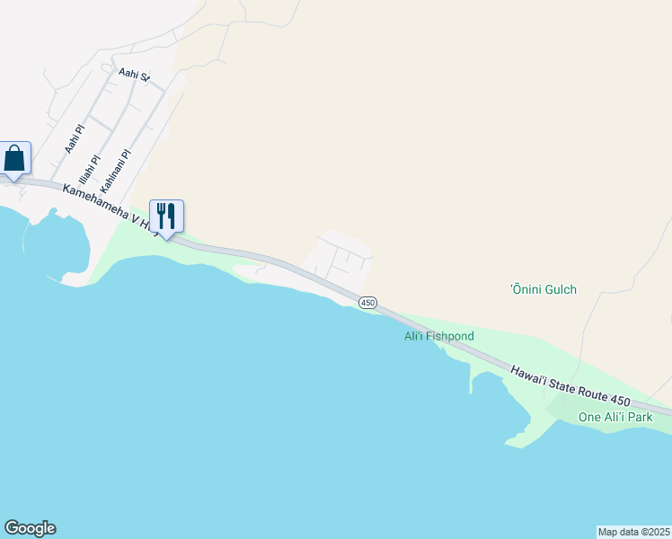 map of restaurants, bars, coffee shops, grocery stores, and more near 20 Pano Place in Kaunakakai