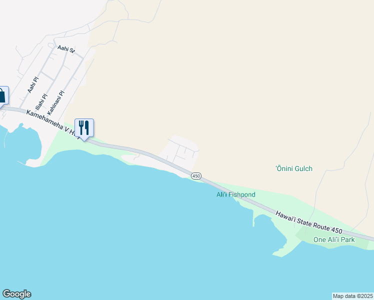 map of restaurants, bars, coffee shops, grocery stores, and more near 1572 Puili Place in Kaunakakai