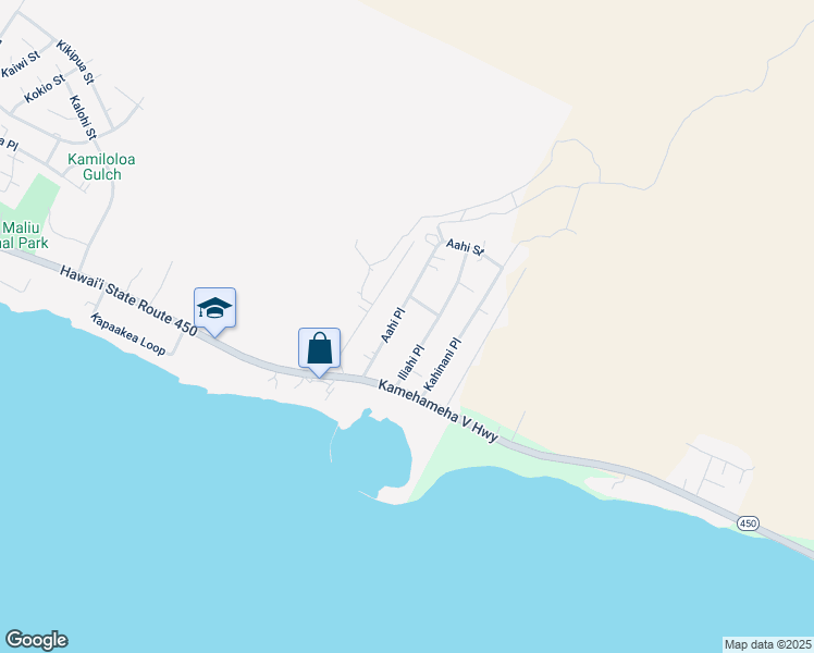 map of restaurants, bars, coffee shops, grocery stores, and more near 94 Aahi Place in Kaunakakai
